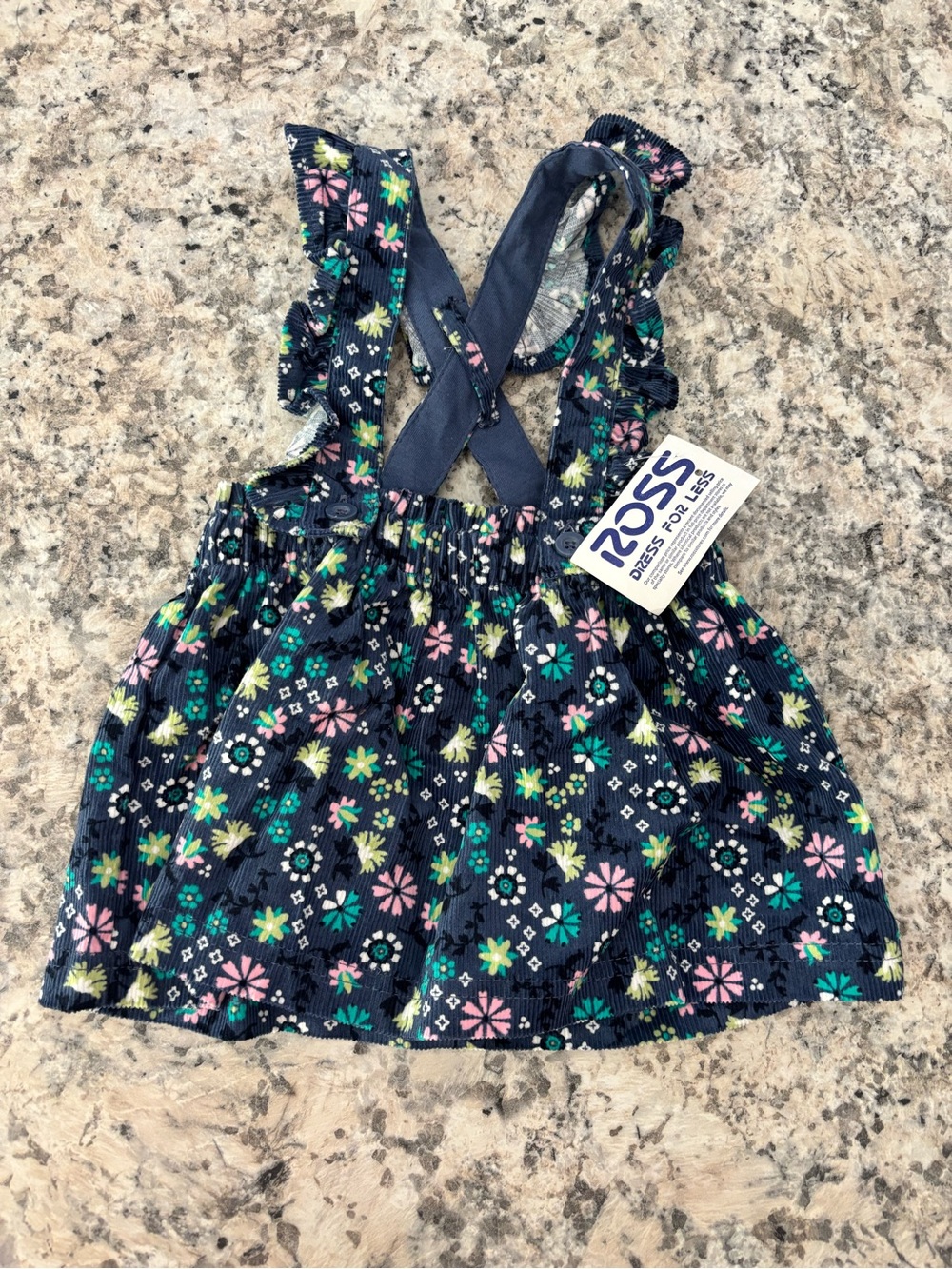 Carter's Navy Floral Strap Dress with Pink & Green Flowers